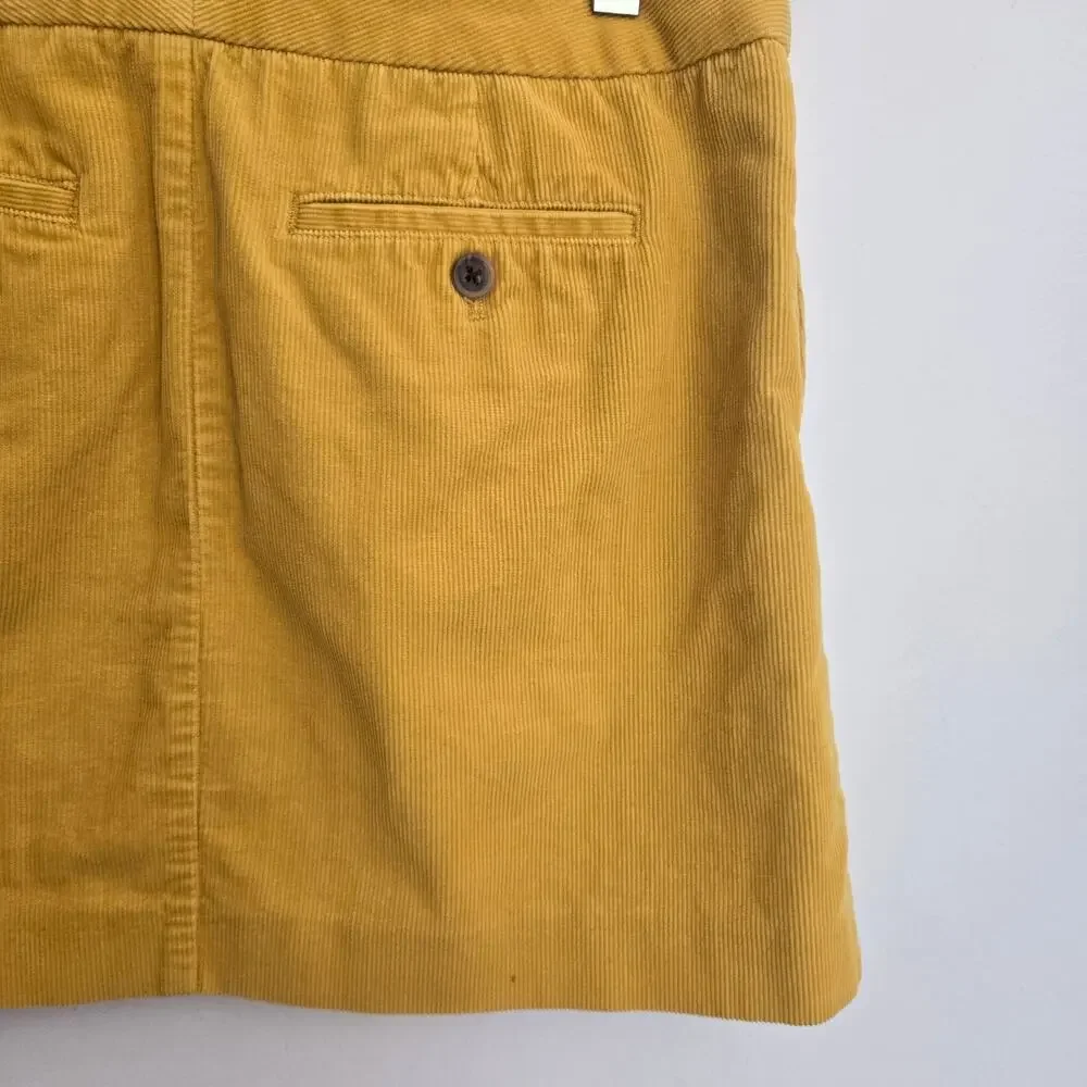 J Crew Women Y2K Corduroy Mini Skirt Mustard Yellow Preppy Classic Fall Autumn 6